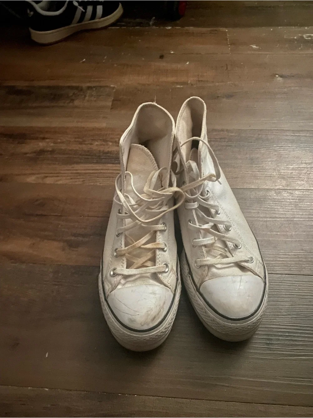 Classic High-Top Platform Sneakers in Off-White